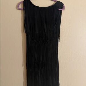 Elegant Black Fringe Dress